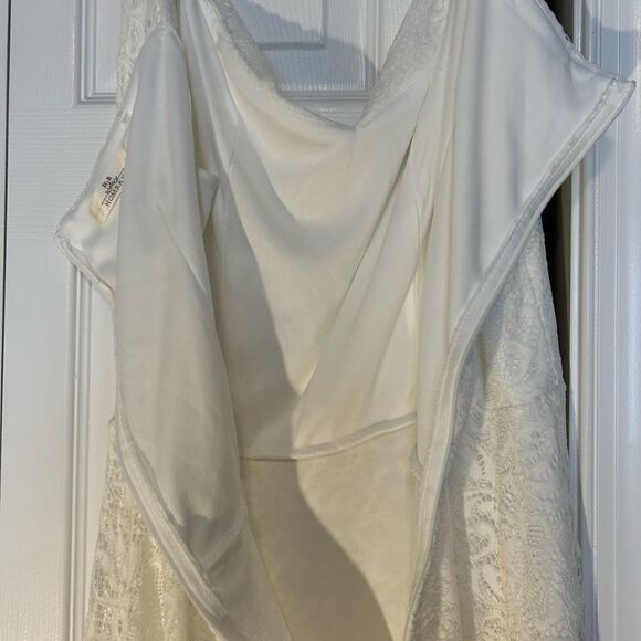 HomRain Floral Eyelet Lace Dress Off The Shoulder High Low Hem Dress L - Picture 9 of 13